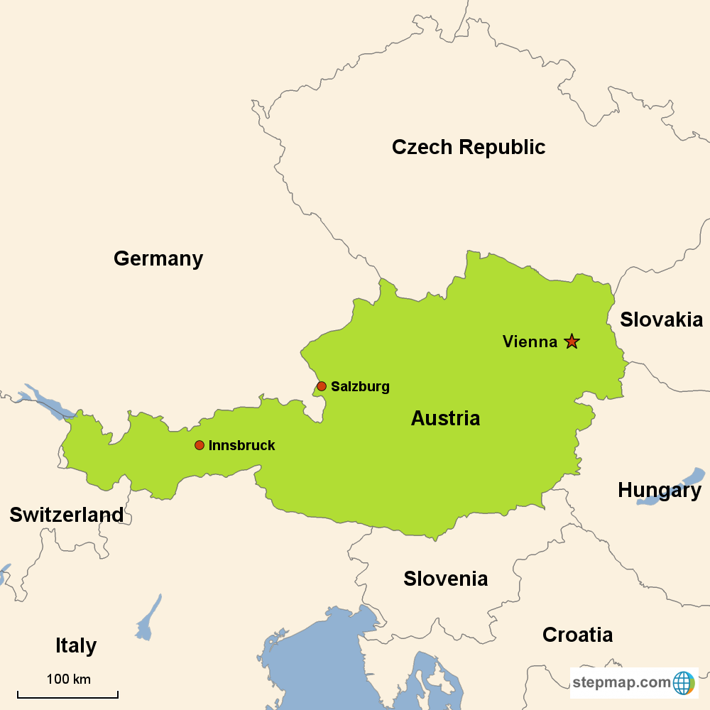 Map of Austria in Europe
