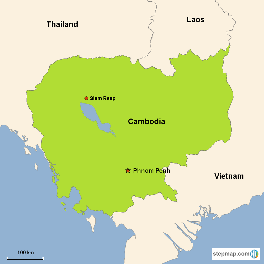 Map of Cambodia in Asia