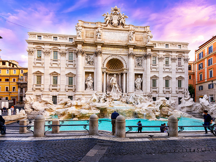 Trevi Fountain Sunset Rome