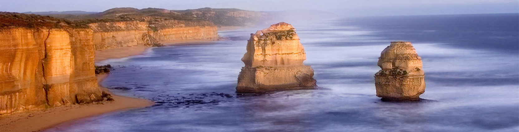 The limestone stacks of Australia's Twelve Apostles.