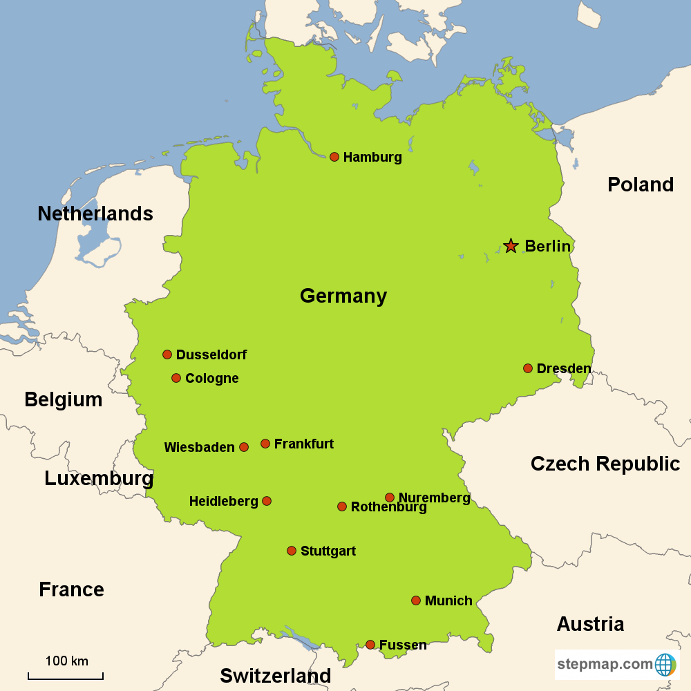 Map of Germany in Europe