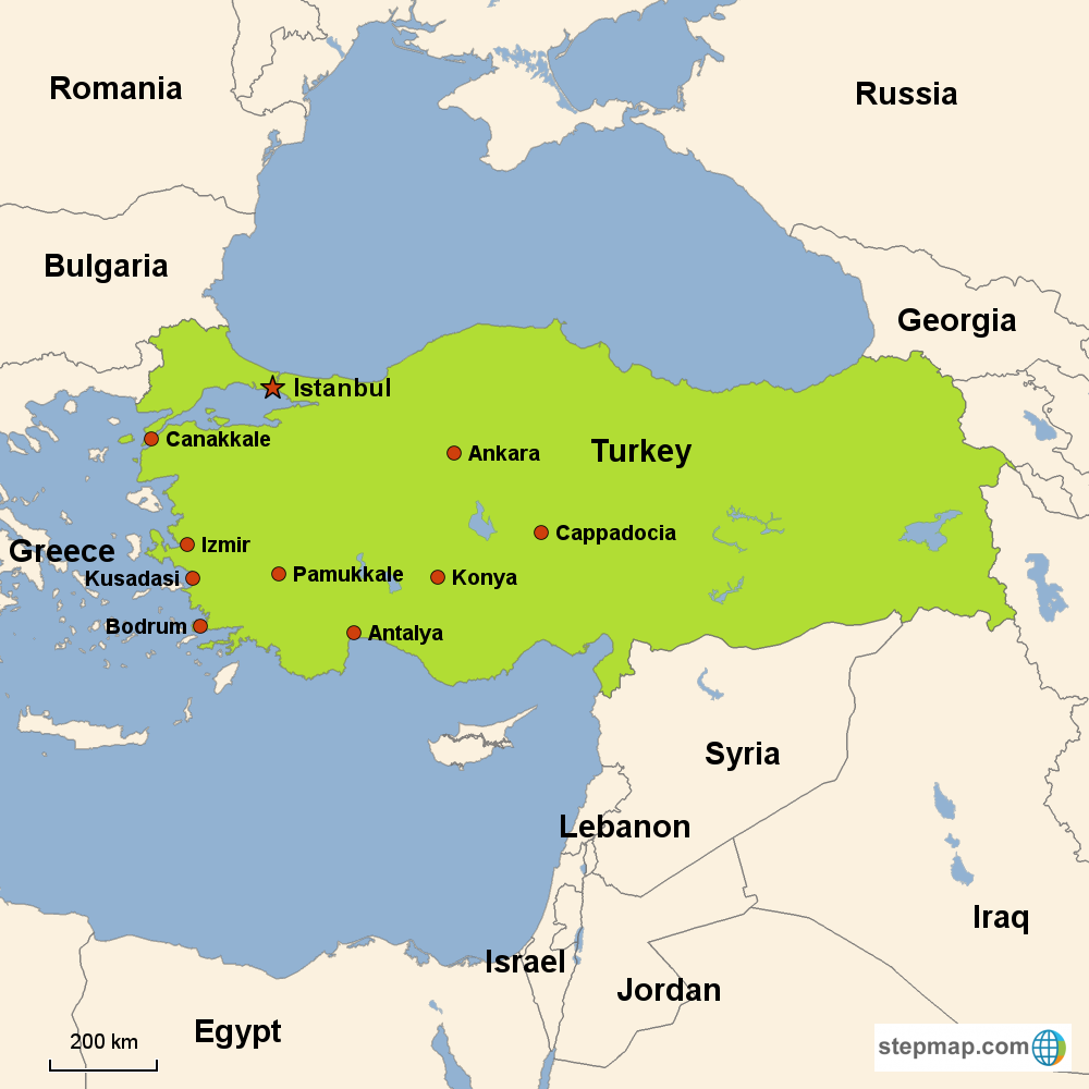 Map of Turkey in Europe